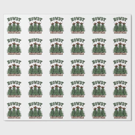 Howdy Christmas Cactus Western Xmas Cadeaupapier (Vlak)