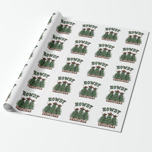 Howdy Christmas Cactus Western Xmas Cadeaupapier (Uitgerold)