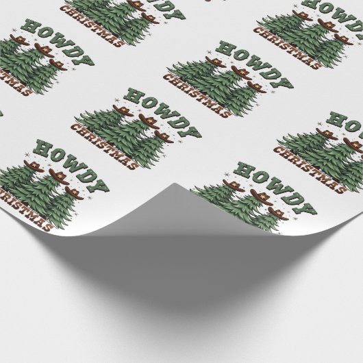 Howdy Christmas Cactus Western Xmas Cadeaupapier (Hoek)