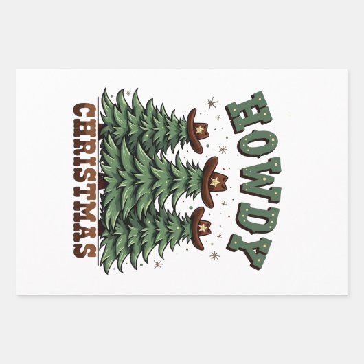 Howdy Christmas Cactus Western Xmas Inpakpapier Vel (Voorkant)
