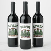 Howdy Christmas Cactus Western Xmas Wijn Etiket (Flessen)