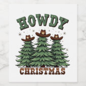 Howdy Christmas Cactus Western Xmas Wijn Etiket (Enkel label)