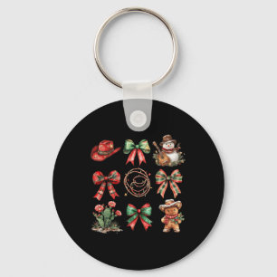 Howdy Christmas Coquette Bow Snowman Gingerbread C Sleutelhanger