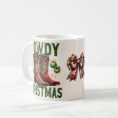 Howdy Christmas Cowboy Boot Western Xmas Green Red Koffiemok (Voorkant links)