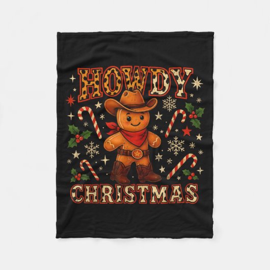 Howdy Christmas Cowboy Gingerbread Design  Fleece Deken (Voorkant)