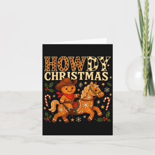 Howdy Christmas Cowboy Gingerbread Design  Kaart (Voorkant)