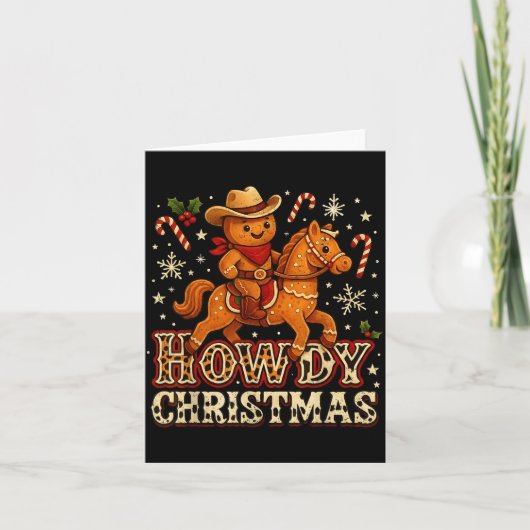 Howdy Christmas Cowboy Gingerbread Design  Kaart (Voorkant)