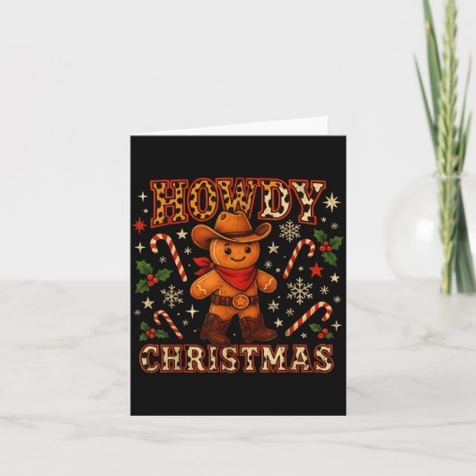 Howdy Christmas Cowboy Gingerbread Design  Kaart (Voorkant)