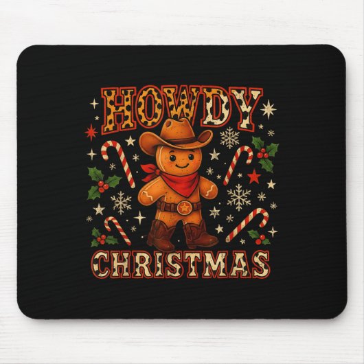 Howdy Christmas Cowboy Gingerbread Design  Muismat (Voorkant)