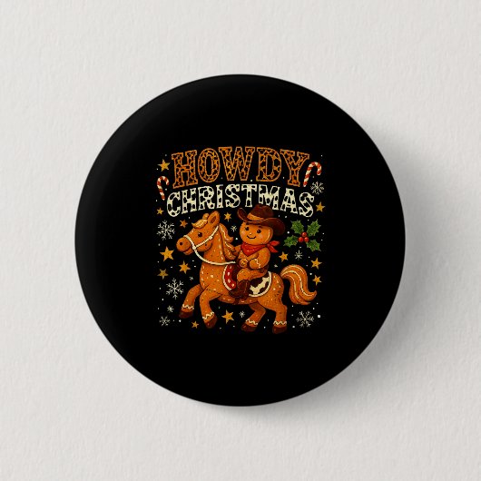 Howdy Christmas Cowboy Gingerbread Design  Ronde Button 5,7 Cm (Voorkant)