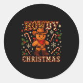 Howdy Christmas Cowboy Gingerbread Design  Ronde Sticker (Voorkant)