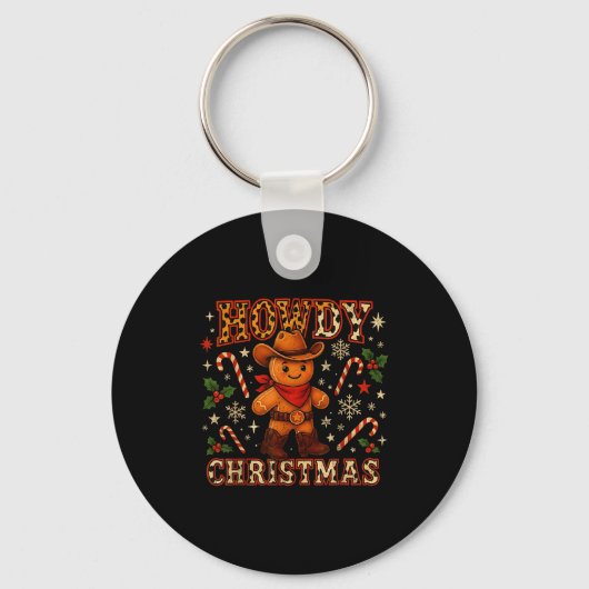 Howdy Christmas Cowboy Gingerbread Design  Sleutelhanger (Voorkant)