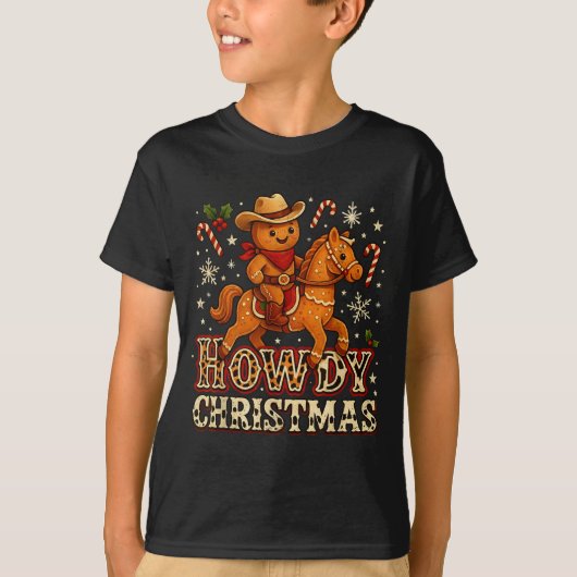 Howdy Christmas Cowboy Gingerbread Design  T-shirt (Voorkant)
