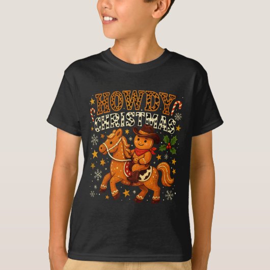 Howdy Christmas Cowboy Gingerbread Design  T-shirt (Voorkant)