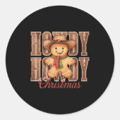 Howdy Christmas Cowboy Gingerbread Man Western Cou Ronde Sticker (Voorkant)