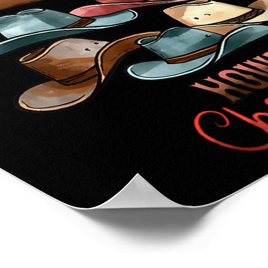 Howdy Christmas Cowboy Hat Western Country Xmas Ha Poster (Hoek)
