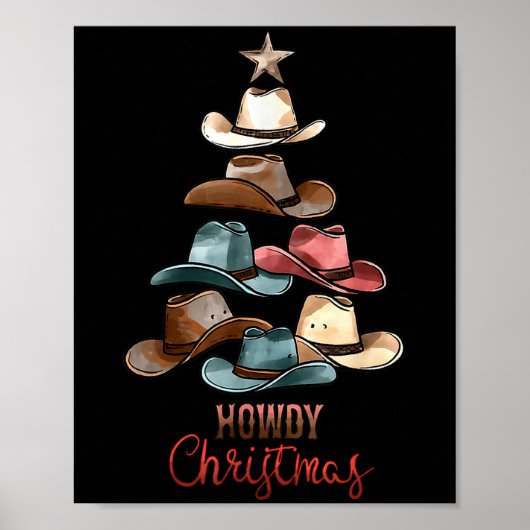 Howdy Christmas Cowboy Hat Western Country Xmas Ha Poster (Voorkant)