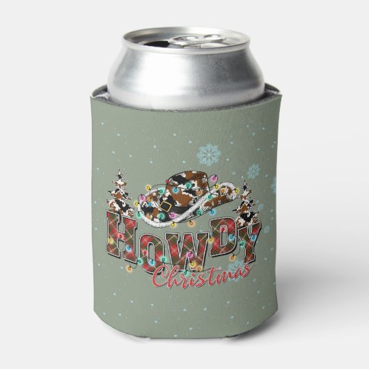 Howdy Christmas | Cowboy Kerstboom Blikjeskoeler (Blikje Voorkant)