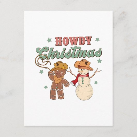 Howdy Christmas Cowboy Snowman Western Funny Informatiekaartje (Voorkant)