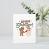 Howdy Christmas Cowboy Snowman Western Funny Informatiekaartje (Staand voorkant)