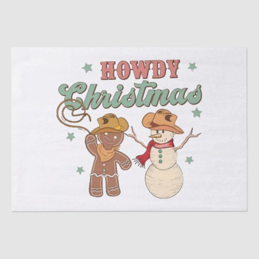Howdy Christmas Cowboy Snowman Western Funny Tissuepapier (Voorkant)