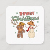 Howdy Christmas Cowboy Snowman Western Funny Vierkante Visitekaartje (Voorkant)