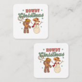 Howdy Christmas Cowboy Snowman Western Funny Vierkante Visitekaartje (Voorkant / Achterkant)