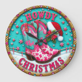 Howdy Christmas Cowgirl Grote Klok (Voorkant)
