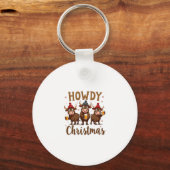 Howdy Christmas Funny Highland Cow Xmas Cows Lover Sleutelhanger (Voorkant)