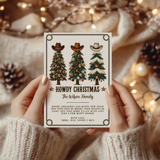 Howdy Christmas Koe Print Westerne kerst Kaart