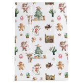 Howdy Christmas | Leuke Westerne gepersonaliseerde Medium Cadeauzakje (Achterkant)