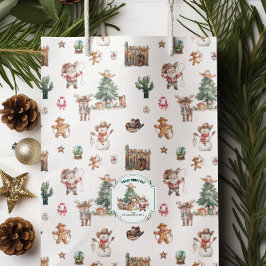 Howdy Christmas | Leuke Westerne gepersonaliseerde Medium Cadeauzakje