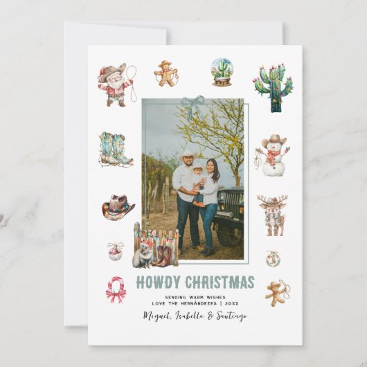 Howdy Christmas | Leuke Westerne kerstfoto Feestdagenkaart (Voorkant)