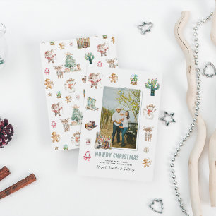 Howdy Christmas Leuke Westerne kerstfoto Feestdagenkaart