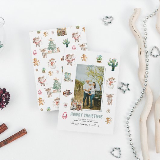 Howdy Christmas | Leuke Westerne kerstfoto Feestdagenkaart
