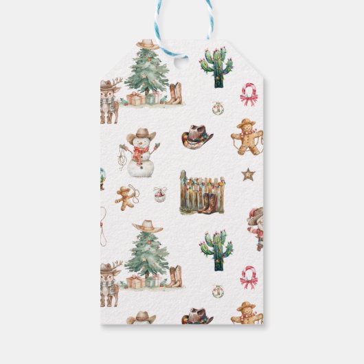 Howdy Christmas | Leuke Westerne woestijn Cadeaulabel (Achterkant)