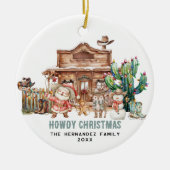 Howdy Christmas | Leuke Westerne woestijnfoto Keramisch Ornament (Voorkant)