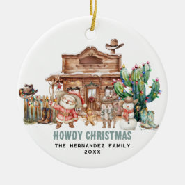 Howdy Christmas | Leuke Westerne woestijnfoto Keramisch Ornament