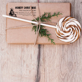 Howdy Christmas | Leuke Westerse Retouradreslabel Rubberstempel