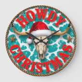 Howdy Christmas Longhorn Skull Grote Klok (Voorkant)