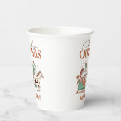 Howdy Christmas met een coole retro typografie Papieren Bekers (Links)