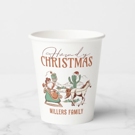Howdy Christmas met een coole retro typografie Papieren Bekers (Voorkant)