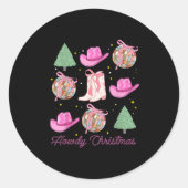 Howdy Christmas Nk Coquette Bow Xmas Tree Western  Ronde Sticker (Voorkant)
