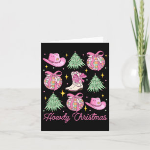 Howdy Christmas Pink Coquette Bow Xmas Tree Wester Kaart