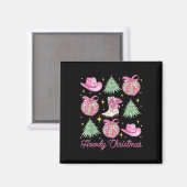 Howdy Christmas Pink Coquette Bow Xmas Tree Wester Magneet (Voorkant / Achterkant)