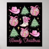 Howdy Christmas Pink Coquette Bow Xmas Tree Wester Poster (Voorkant)