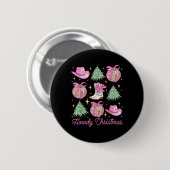 Howdy Christmas Pink Coquette Bow Xmas Tree Wester Ronde Button 5,7 Cm (Voorkant /achterkant)