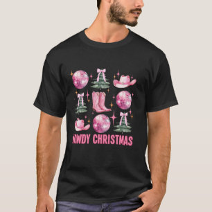 Howdy Christmas Pink Coquette Bow Xmas Tree Wester T-shirt