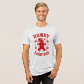 Howdy Christmas Retro Typografie Gingerbread Man Tri-Blend Shirt (Voorkant volledig)