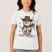 Howdy Christmas Snowman Tri-Blend Shirt (Voorkant)
